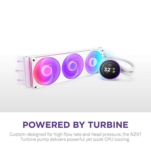 NZXT Kraken Elite 360 RGB 2024 - AIO CPU Liquid Cooler - 360mm Radiator - F360 RGB Core Fan - Customizable 2.72" IPS LCD - NZXT Turbine Pump - AMD® AM5, AM4 - Intel® LGA 1851/1700, 1200/115X - White thumbnail 2