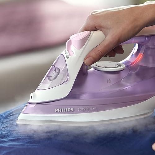 Philips fer à repasser 3000, fer à vapeur 2000W,réservoir 300 ml, Mauve | Effet pressing 140 g, débit continu 30 g/min, Pointe Triple Précision, semelle céramique anti-rayures (DST3010/30) thumbnail 6