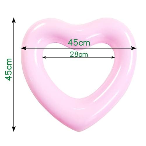 OLNIEZZL Pool Floats Adult Heart Swimming Rings Inflatable Rafts Pool Floaties Accessories Lake Water Floats Kids Beach Toys Pool Party Games for Toddlers - Pink - Small thumbnail 6
