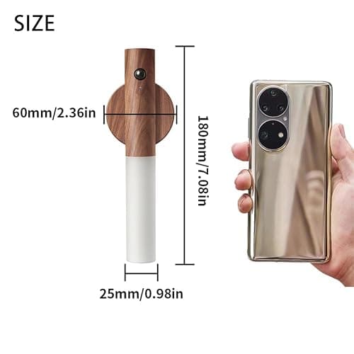 LANDGOO Wooden Motion Sensor Lights Indoor, Magnet Body Hallway Rechargeable LED Wireless Battery Operated Wall Sconce, Portable Decor Torch Night Lighting for Bedroom (Walnut Wood 2PCS) thumbnail 2