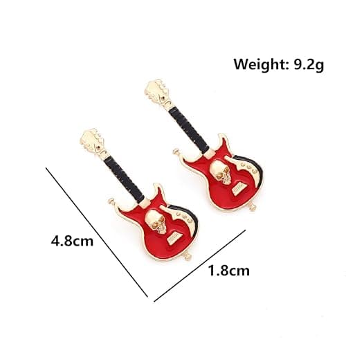 E-Gitarre Ohrringe, Gotisches Totenkopf Gitarren Ohrringe für Frauen, Böhmischen Punk Rock Gitarre Urlaub Ohrringe, Hip Hop Gitarre Aussage Ohrringe Sommer Boho Schmuck thumbnail 2