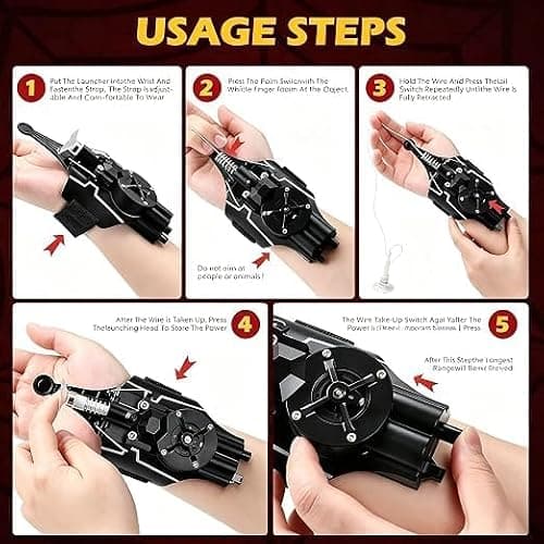Electric Web String Launcher Toy, Wrist Mounted Retractable Web Shooter Prop with Electric Rewind Function, Cosplay Role Play Gadget for Costume Parties, Halloween, and Pretend Play thumbnail 3