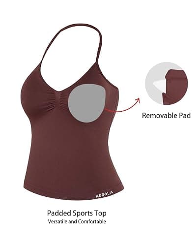 AUROLA Influence Longline Strappy Workout Halter Tops for Women,Removable Cups Padded Bras Impact Gym Yoga Sleeveless Top thumbnail 6