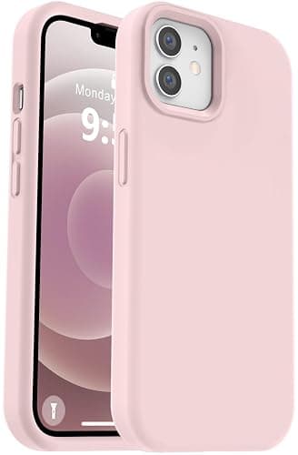 Vooii Compatible with iPhone 12 Case/iPhone 12 Pro Case, Liquid Silicone Upgrade [Soft Anti-Scratch Microfiber Lining] [Shockproof Drop Protection] Phone Case 6.1 inch - Chalk Pink - Image 1