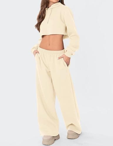 LOMON Wide Leg Sweatpants Women Fleece Sweat Pants Fall Clothes 2025 Teen Girl Baggy Jogger Sweatpant with Pockets thumbnail 5