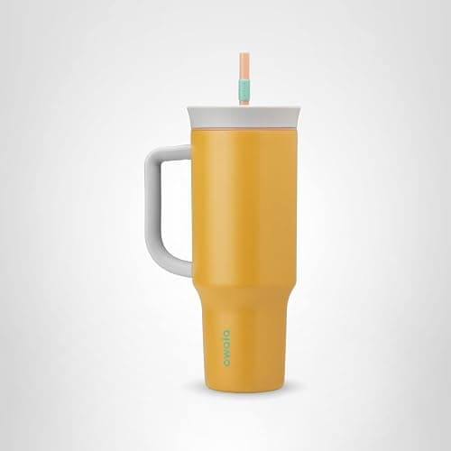 Owala Stainless Steel Triple Layer Insulated Travel Tumbler with Spill Resistant Lid, Straw, and Carry Handle, BPA Free, 40 oz, Orange (Tropical) thumbnail 7