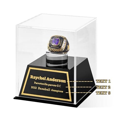 BYFDIY Custom Championship Ring Display Case Acrylic Baseball Ring Holder Personalized Name Rings Display Case for Football Softball Basketball Sport Size 3×3×3.5INCH thumbnail 3