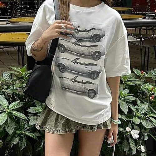 Buzoh Women's Graphic Tees Y2k Shirt Emo Vintage Oversized Graphic Tees for Women Cute Summer Top Aesthetic 2000s thumbnail 6