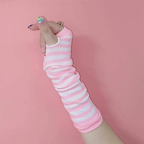 CENAST Women Long Fingerless Gloves Knitted Arm Warmers Thumbhole Stretchy Gloves thumbnail 2