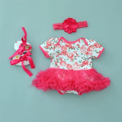 Reborn Baby Dolls Clothes Accessories Red Tutu Outfit for 17-23 Inch Reborn Newborn Baby Girl Clothing Set 【Super Cute Red Princess Dress 3pcs Set 】 thumbnail 2