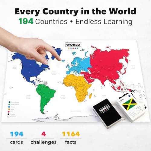 The World Game - Geography Card Game - Educational Games for Kids, Family and Adults - Cool Learning Gift Idea for Teenage Boys & Girls 8-12 with Map thumbnail 5