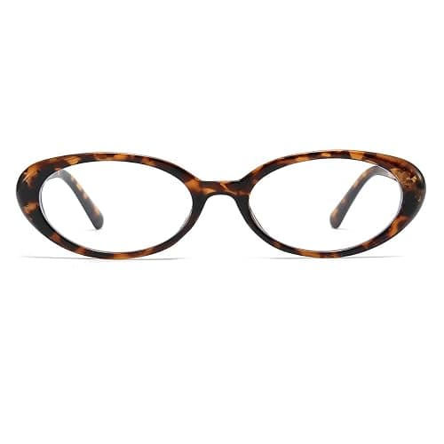 JOVAKIT Oval Blue Light Blocking Glasses for Women Men Vintage Fashion Small 90s Retro Oval Frame Style Eyeglasses thumbnail 2