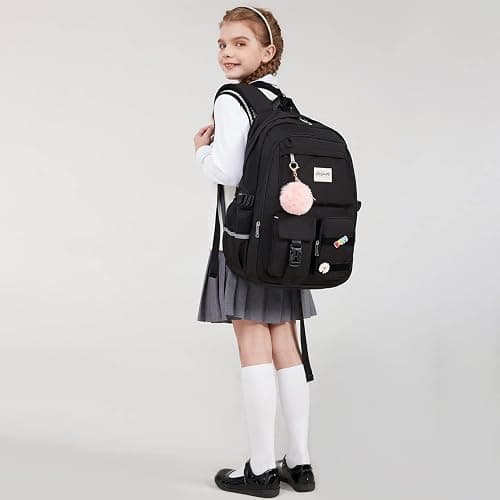 abshoo Big Student Laptop Backpack For College Women Middle High School Teen Girls Bookbag Travel Daypack (Black) | For College, Middle High School, Bookbag, Travel Daypack thumbnail 9