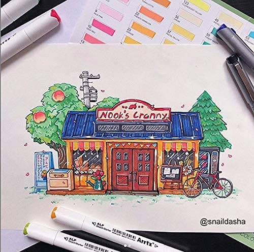 Arrtx - Set di pennarelli ALP con 80 colori, doppia punta, con scatola per il trasporto, per progetti, disegni, schizzi, architettura, anime, calligrafia e illustrazioni thumbnail 9
