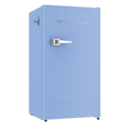 Frigidaire Retro Compact Fridge with Chiller, 3.2 cu ft Countertop Fridge with Built-In Bottle Opener, Compact Refrigerator for Office, Bedroom, Dorm Room or Cabin - 16.5" D x 19" W x 31" H (Blue) - Image 1