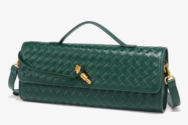 Upbull Trendy Woven Evening Clutch Purses Women Underarm Shoulder Handbag Cute Satchels Crossbody Purse PU Leather Wallet - A Dark Purple thumbnail 2