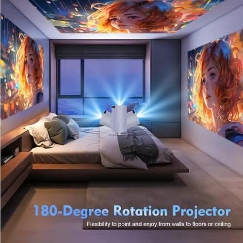 Technyon HY300 PRO+ 2025 | 1080P Full HD WiFi Projector with Android 11.0 – 12000 Lumens Portable Home Theater & Outdoor Movie Projector | Screen Mirroring for iOS/Android | Gaming & HDMI Compatible thumbnail 6