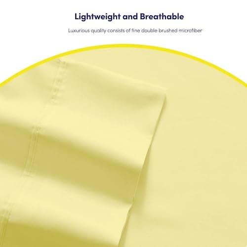 Twin XL Size Bed Sheets - 4 Piece 1500 Supreme Collection Fine Brushed Microfiber Deep Pocket Twin X-Large Sheet Set Bedding - 1 EXTRA PILLOW CASES, GREAT VALUE, Twin XL, Pale Yellow thumbnail 6