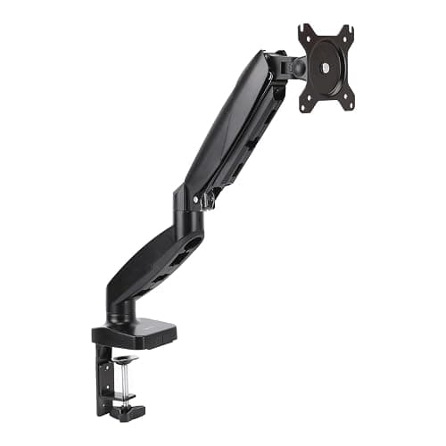 Amazon Basics Gas Spring Single Computer Monitor Arm Mount, Adjustable, Holds up to 27" Monitors, Black - Image 1