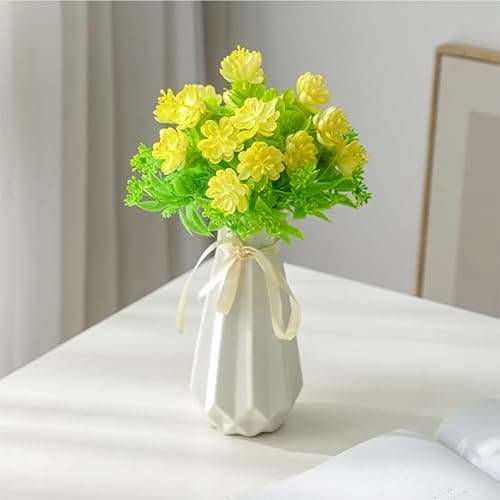 Origami Ceramic Vase with Ribbon, 7.9" H, Artistic Design Flower Vase Geometrical Style for Modern Home Decoration thumbnail 5