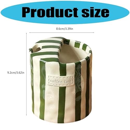 Retro Striped Ceramic Mark Hand-Painted Cup, Vintage Hand-Held Double-Enjoy Cup, Unique Ceramic Coffee Milk Tea Mug, Non Slip Hot Cold Drinks Mug, For Christmas Holiday Winter Gift (Black) thumbnail 3