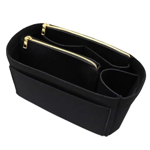 LEXSION Felt Purse Bag Organizer Insert with zipper Bag Tote Shaper Fit Speedy Neverful PM MM - Slender Large - Beige thumbnail 2
