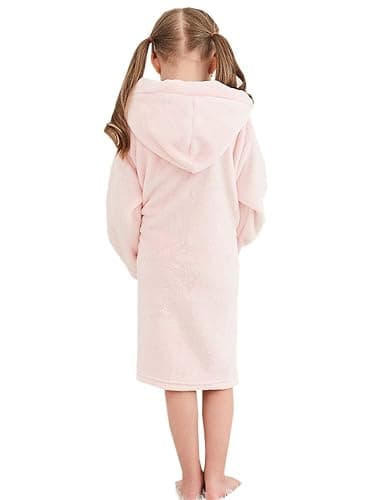Umeyda Girls Fleece Hooded Robes, Warm Printed Bath Robe for Kids Soft Fuzzy Bathrobe for Gifts thumbnail 5