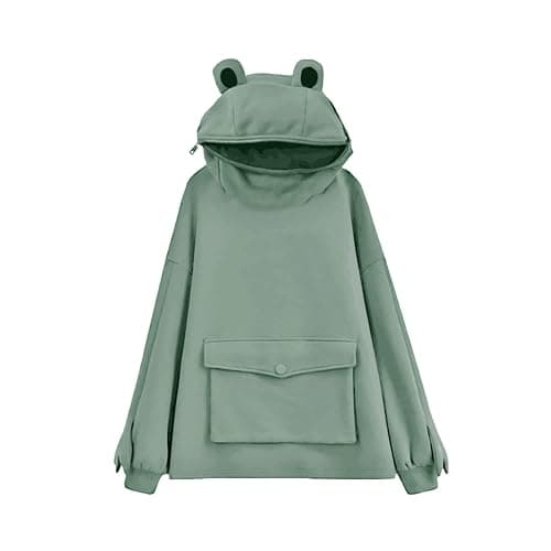 LNYSOTX Frog Hoodie Sweatshirt Zipper Mouth for Women Teen Girls - Image 1