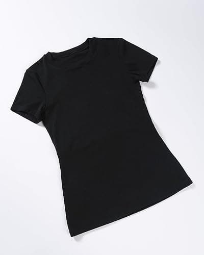 AUROLA Everyday Fitted T-Shirt for Women,Crew Neck Basic Short Sleeves T ShirtCrop Tops Modal Slim Fit Tee thumbnail 7
