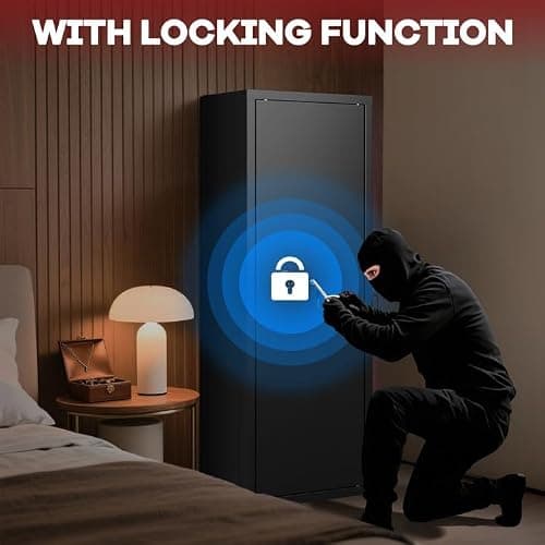 Bonusall 12-15 Gun Safe for Rifles,Fireproof Gun Safe for Rifles and Pistols,Rifle Safes for Home with Digital Keypad,Adjustable Shelves & Handgun Pockets thumbnail 6