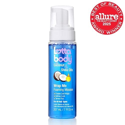 Lottabody Wrap Me Foaming Mousse with Coconut & Shea Oils, Lightweight Moisture-Rich Curl-Defining & Frizz-Control Styling Mousse for Natural Curly, Coily & Relaxed Hair, 7 oz thumbnail 2