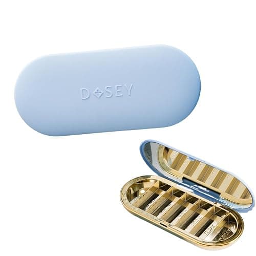 Dosey 7 Day Pill Compact Travel Pill Organizer - Pill Case with 7 Pill Compartments for Medicine Storage & Protection – Stylish & Elegant Medication Organizer with Mirror (Blue) - Image 1