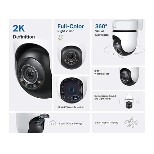 Tapo TC41 2K Pan/Tilt Outdoor Security Camera, WiFi Camera, 360° Smart Person Detection Motion Tracking, Full-Colour Night Vision, No Monthly Fee, Two-Way Talk, IP65, Works with Alexa & Google thumbnail 3
