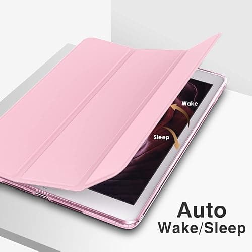 MoKo Case for iPad 10.2 iPad 9th Generation 2021/ iPad 8th Generation 2020/ iPad 7th Gen 2019, Soft Frosted Back Cover Slim Shell Case with Stand for iPad 10.2 inch,Auto Wake/Sleep, Flowers Pink thumbnail 7