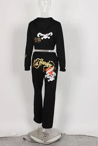 Women's Skeleton Printed Zipper Set Short Open Hoodie High Waist Straight Leg Pants Running Two Piece Set thumbnail 6