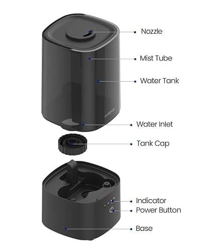 ROSEKM Humidifiers for Bedroom, 2.0L Cool Mist Humidifier for Home Plant and Baby Nursery, Quiet Ultrasonic Humidifier with 360° Nozzle, Auto Shut-Off, Filterless, Black thumbnail 7