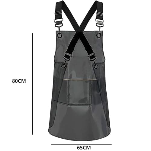 USCHAILIQIANG Hairstylist Aprons For Women Men With 3 Pockets Cross Back Adjustable Work Apron Soft Tpu Plastic Aprons thumbnail 7
