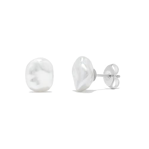 .925 Sterling Silver Freshwater White Keshi Cultured Pearl Earrings - Image 1