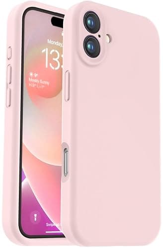 Vooii Compatible with iPhone 16 Case, Liquid Silicone Upgrade [Camera Protection] [Soft Anti-Scratch Microfiber Lining] Shockproof Phone Case for iPhone 16 6.1 inch - Chalk Pink - Image 1