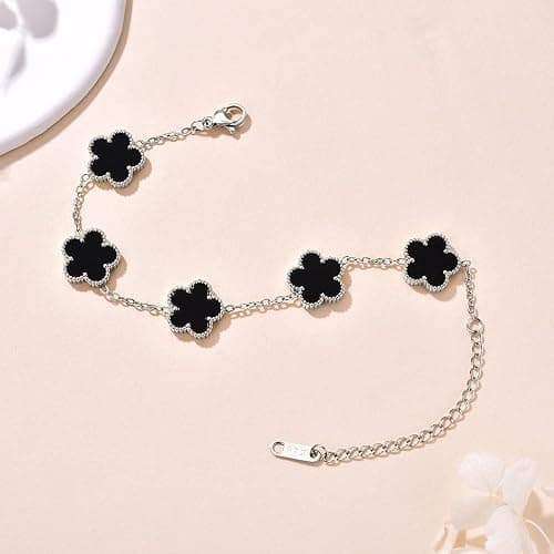 FLY FEI 18K Gold-Plated Four Leaf Clover Bracelet for Women,Adjustable lucky Bracelet Set Jewelry Gift-Hypoallergenic Charm for Birthdays, Wellness & Daily Wear thumbnail 5