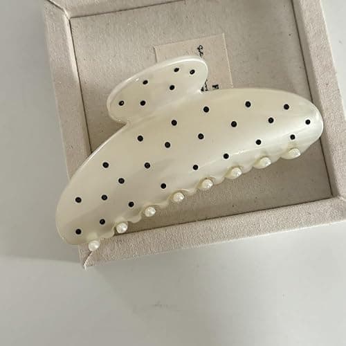 2PCS Large Shark Claw Clips French Sweet Wave Point Hair Clips Black White Hair Clips Back Of The Head Claw Clip Elegant Hair Accessories for Thick Thin Hair for Women's Commuting Daily School Stuff thumbnail 4
