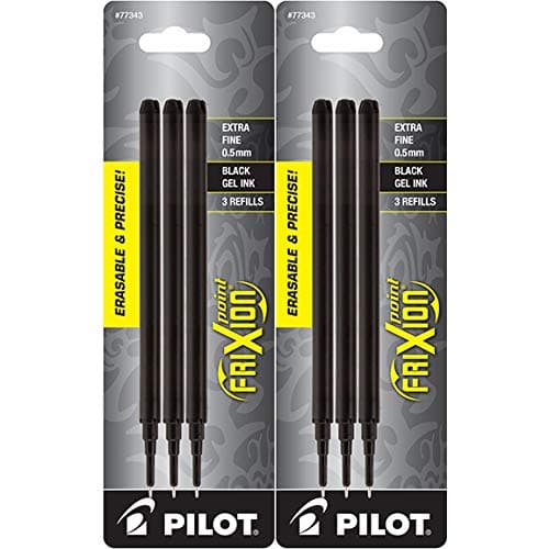 PILOT FriXion Point Erasable Gel Ink Refills, Extra Fine Point, 0.5mm, Black Ink, 6 Refills - Image 1