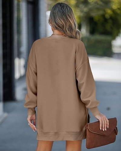 CHICME Womens Long Sleeve Zipper Slit Oversized Sweatshirt 2025 Casual Pullover Zipper Hoodies Fall Clothes thumbnail 4