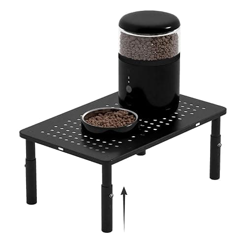 Adjustable Automatic Cat Feeder Stand - Non-Slip Elevated Holder for Cats/Puppies, Fits Most Automatic Feeders & Water Dispensers, Black(Holder ONLY) - Image 1