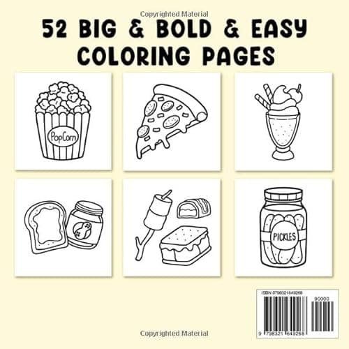 Food Drink & Sweets: Coloring Book for Adults and Kids, Bold and Easy, Simple and Big Designs for Relaxation Featuring a Variety of Foods, Drinks, Desserts and Fruits (Bold & Easy Coloring) thumbnail 3