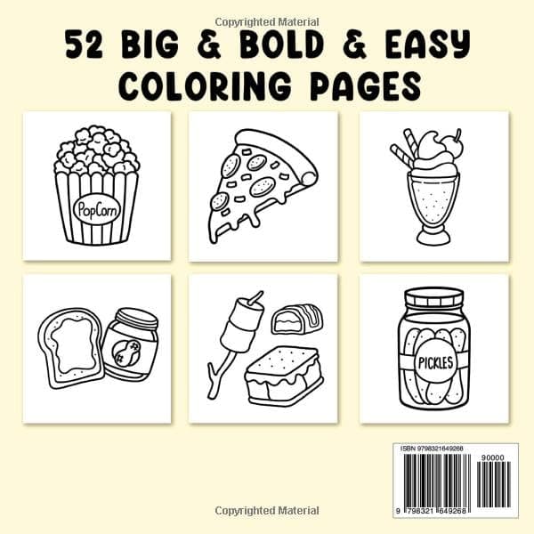 Food Drink & Sweets: Coloring Book for Adults and Kids, Bold and Easy, Simple and Big Designs for Relaxation Featuring a Variety of Foods, Drinks, Desserts and Fruits thumbnail 2