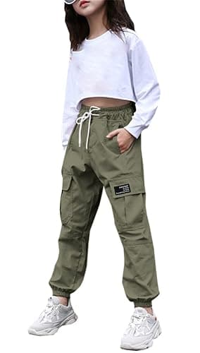 SANGTREE Girls & Womens Drawstring Cargo Jogger Pants,3 Years - Women 3XL thumbnail 5