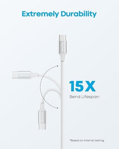Huukein White USB C Cable 15ft, Extra Long USB A to USB C Cable Fast Charging, USBC Charger Cord Compatible with iPhone 15 Pro Max Plus, for Samsung Galaxy S21 Note 10, Pixel thumbnail 4
