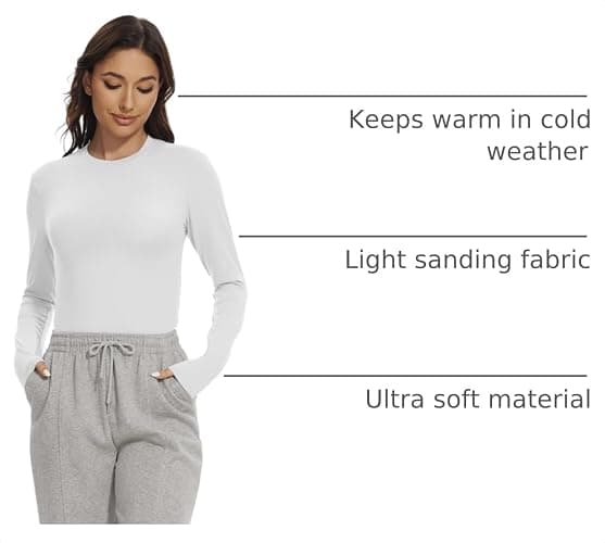 Kinglaman 5 Pack Womens Basic Long Sleeve Shirts Crew Neck Slim-Fit Tops | Compression fitted, Baselayer, Underscrub, Workout layering,Trendy 2026 clothes thumbnail 4