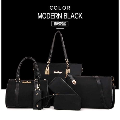 AlwaySky Nylon 6 PCS Women Shoulder Bag Top-Handle Handbag Tote Purse Wallet Key Case Set thumbnail 9